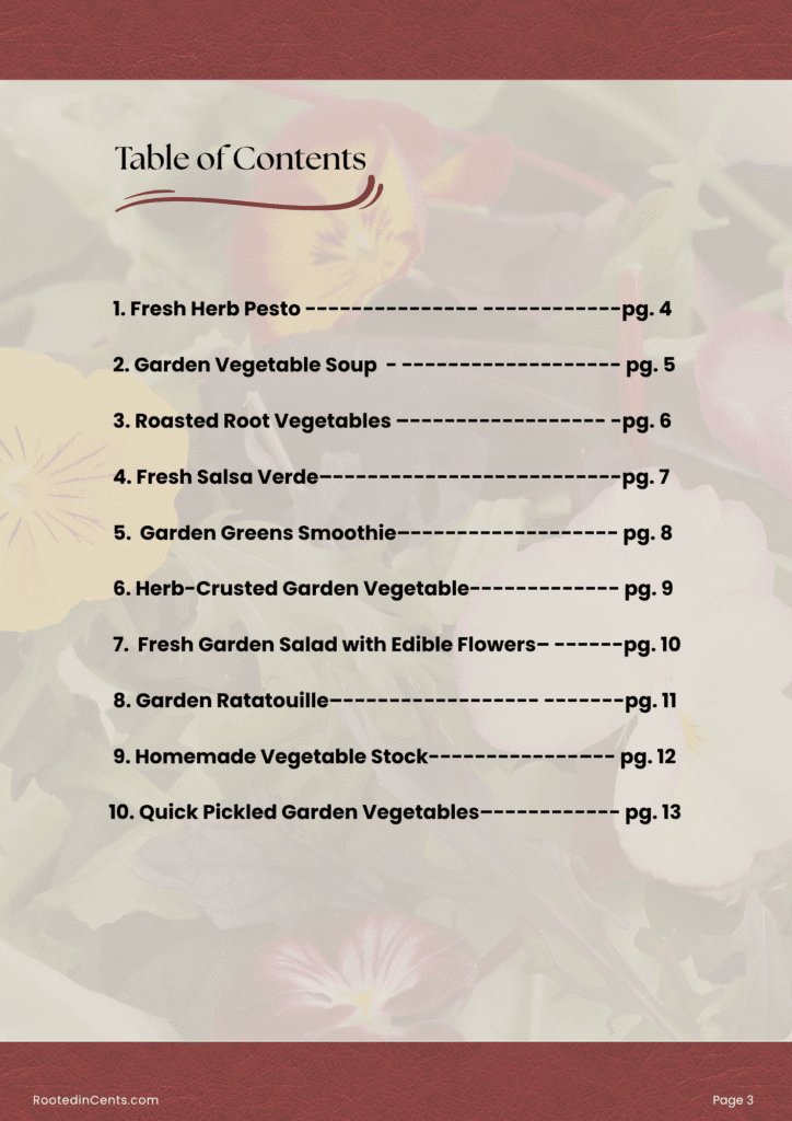 a screenshot of the fresh from the backyard pdf