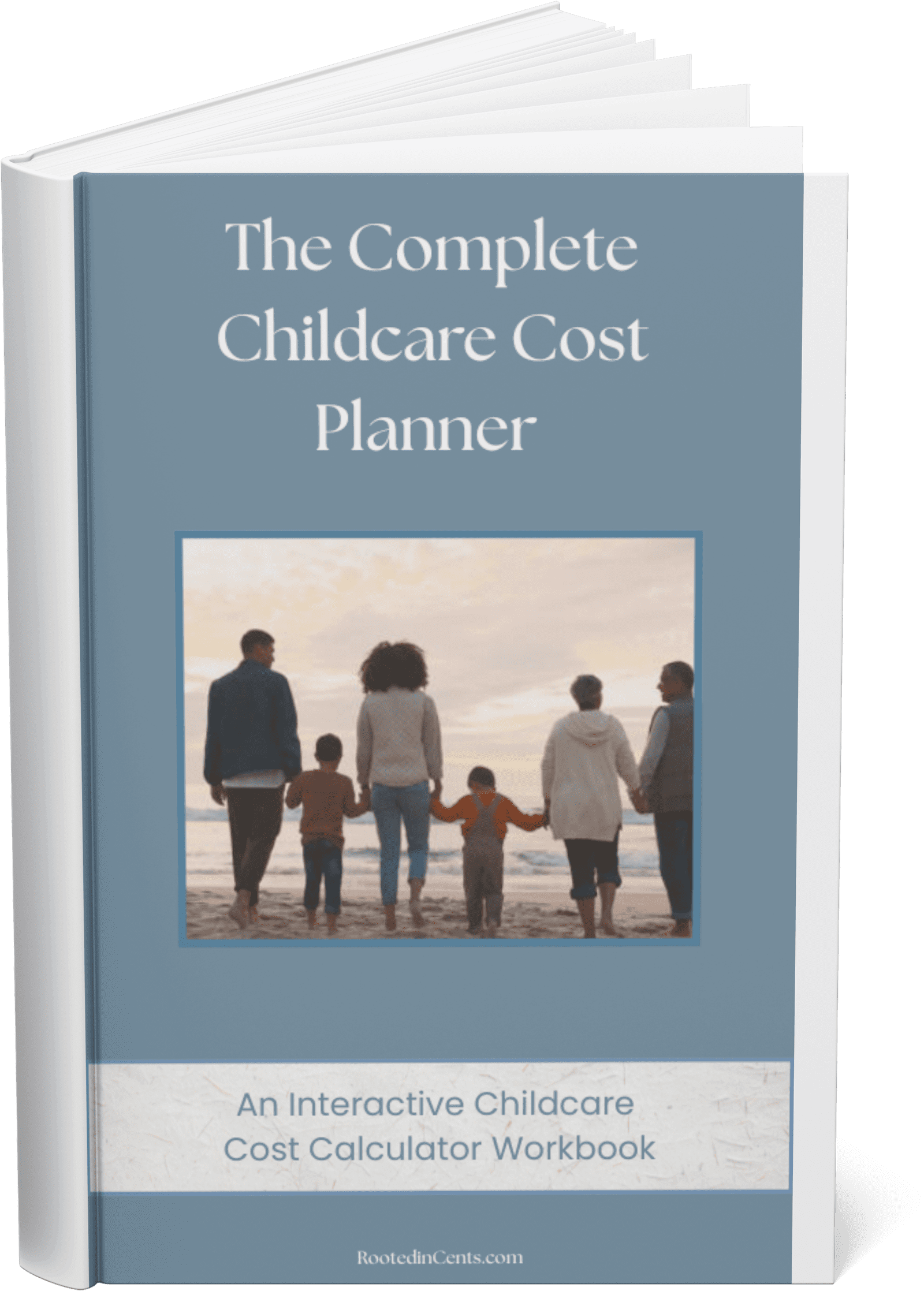 A screenshot of the 3d book cover for the childcare planner workbook.