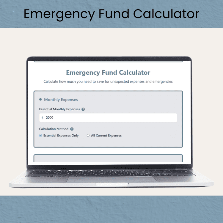a screenshot of the emergency fund calculator on a laptop