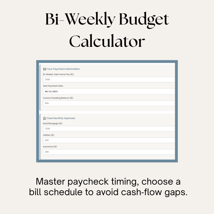 Bi-weekly Budget calcuator mockup